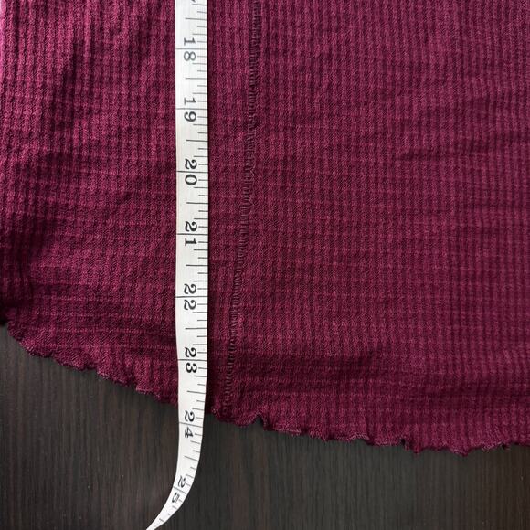 Free People Make It Easy Thermal Top Womens Large Layer High Mock Neck Burgundy - Picture 8 of 9